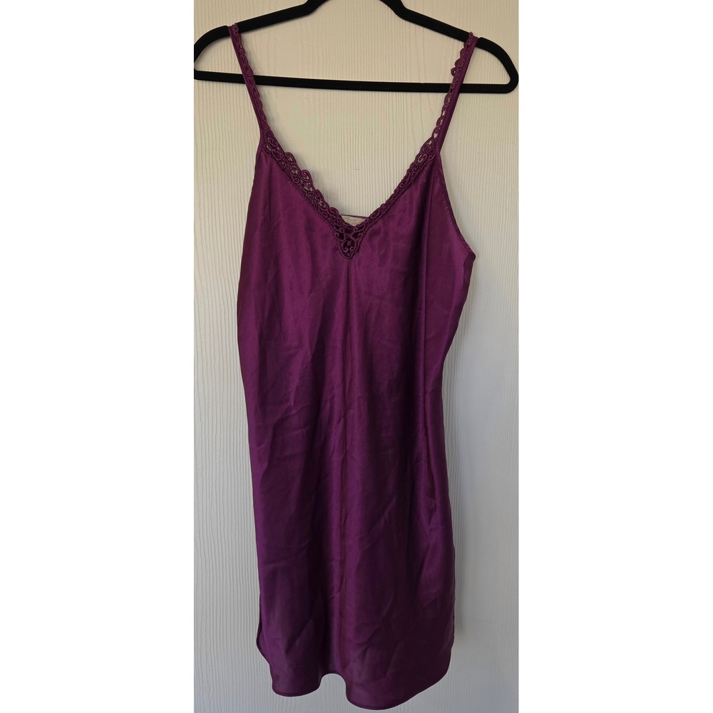 Inner Most Vintage Purple Satin Lace Babydoll Slip Dress M Y2K Coquette USA